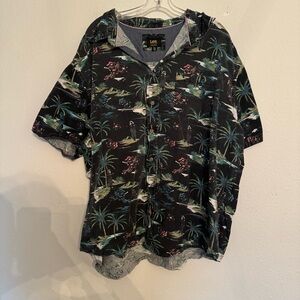 Lee Hawaiian Shirt Black Floral 2XL